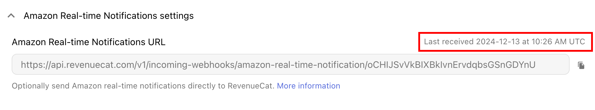 Last received timestamp in RevenueCat dashboard