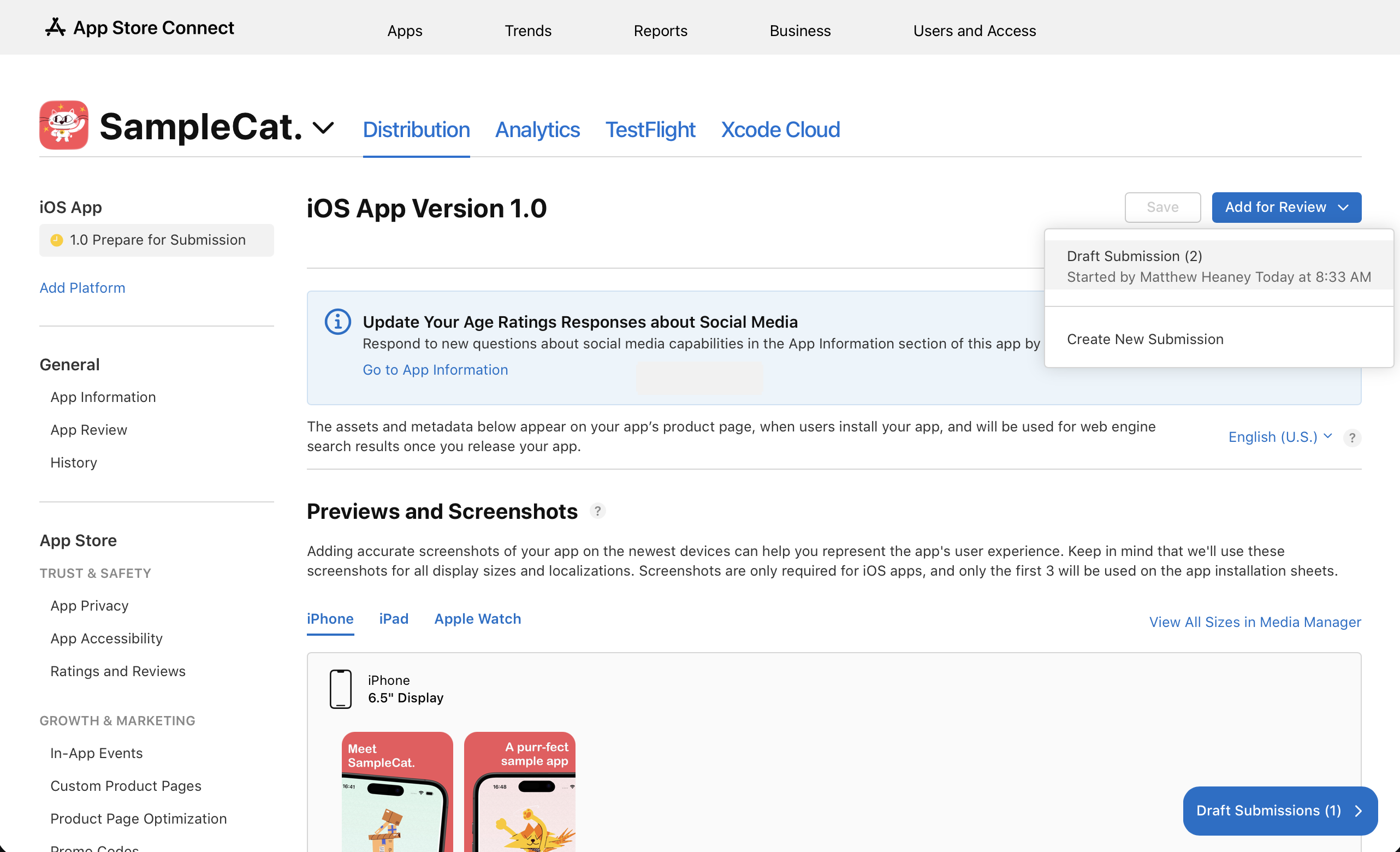 Adding an app for review