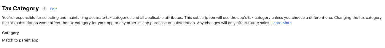 The tax category image for your subscription