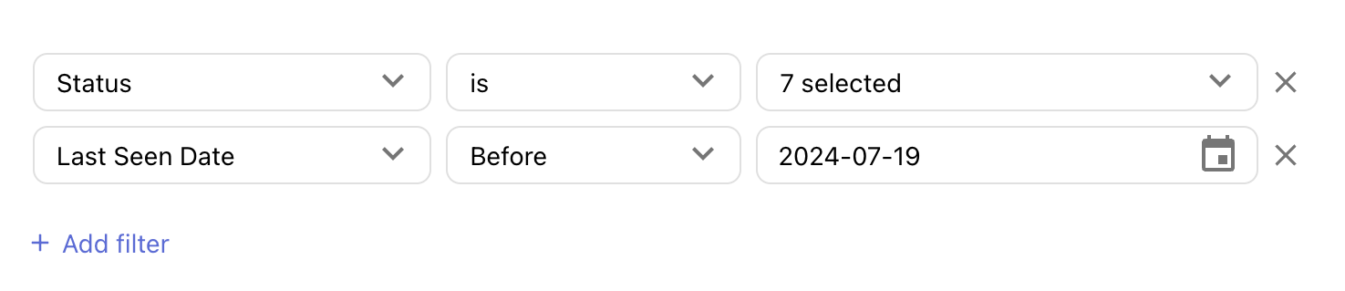 Customer list filters