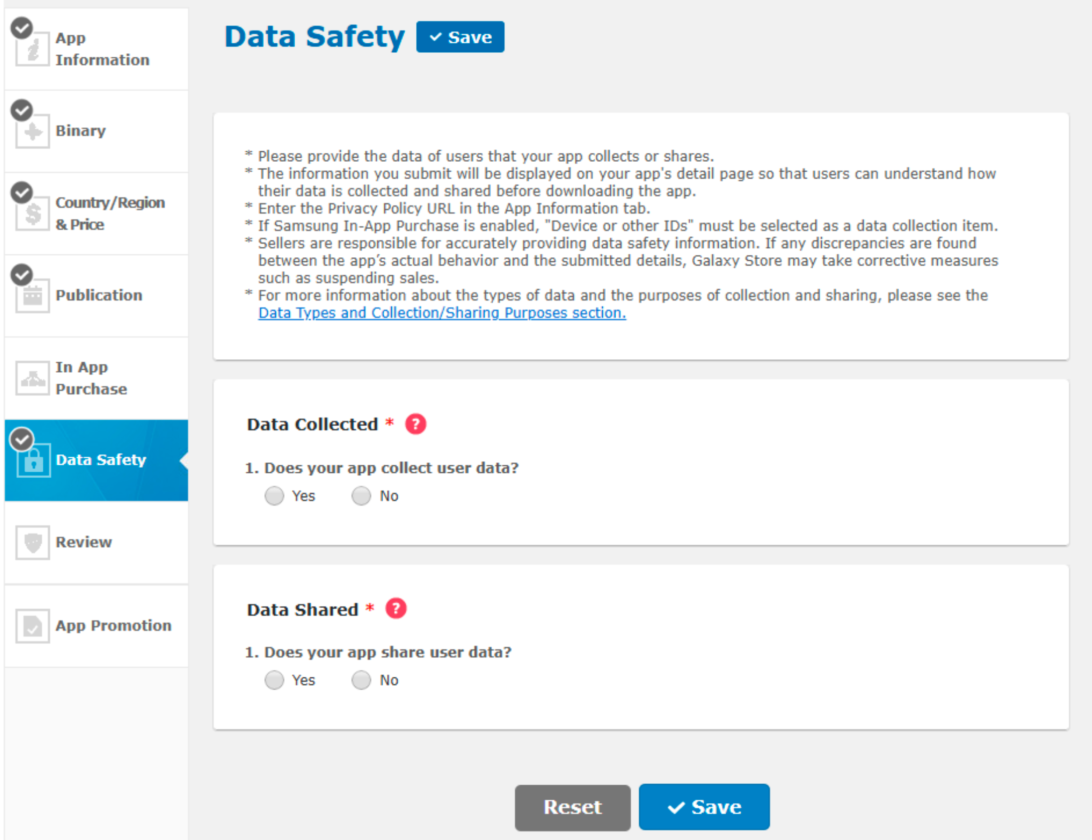 Device or other IDs selected in the Data Safety tab Device or other IDs selected in the Data Safety tab