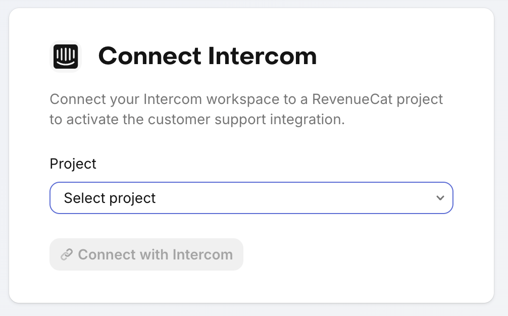 Connect RevenueCat Customer Profiles app in Intercom sidebar