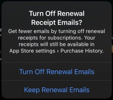 iOS Renewal Email Prompt