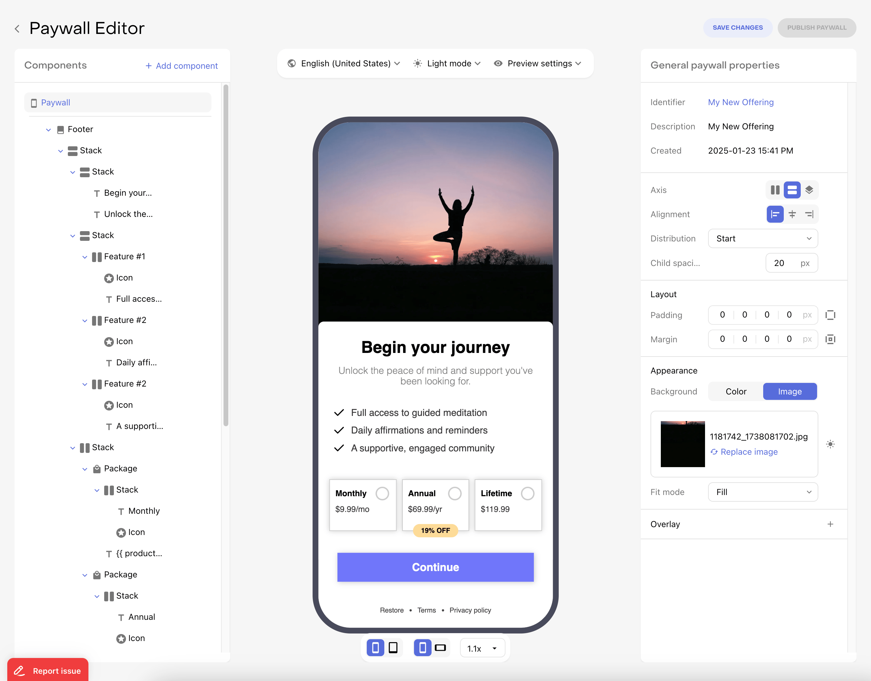 Paywalls editor