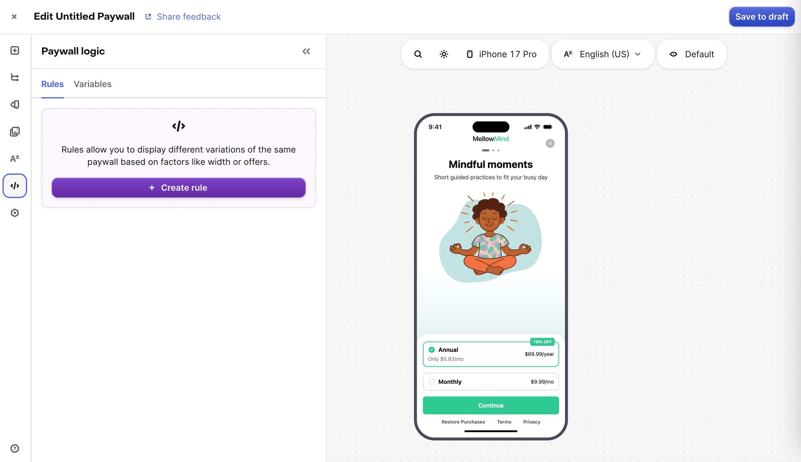 Rules sidebar location
