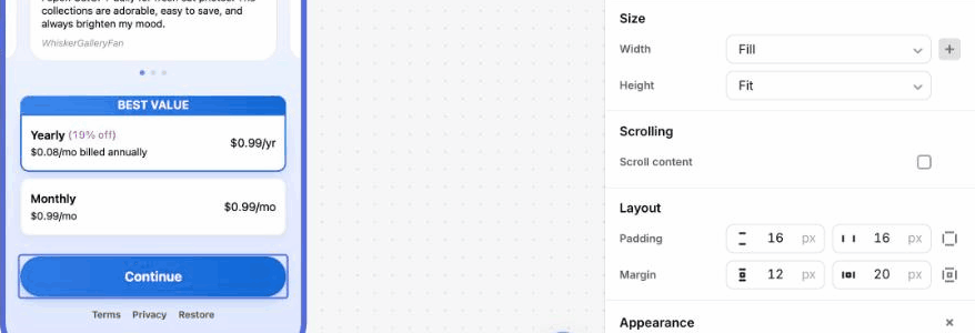Adding a maximum width to a Fill purchase button