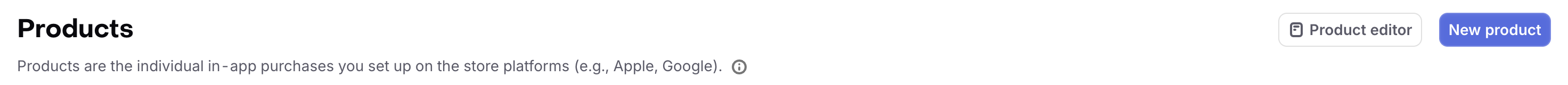 Product editor button on the Products page