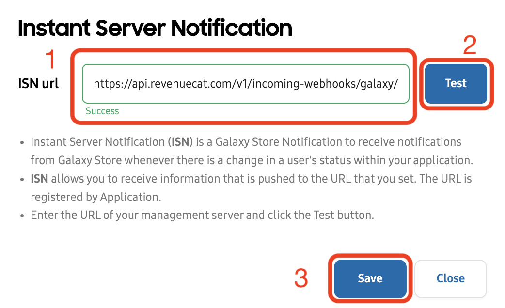 Submit the endpoint URL in Galaxy Store Seller Portal Submit the endpoint URL in Galaxy Store Seller Portal
