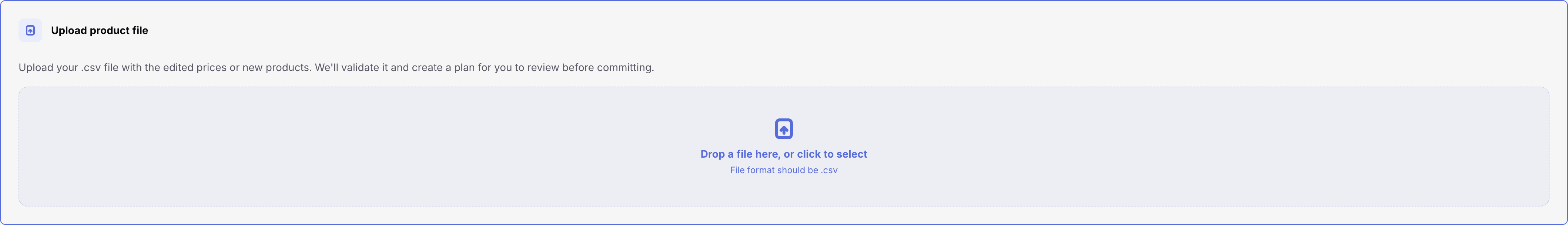 Upload product file card