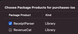 Using the ReceiptParser Swift Package in Xcode